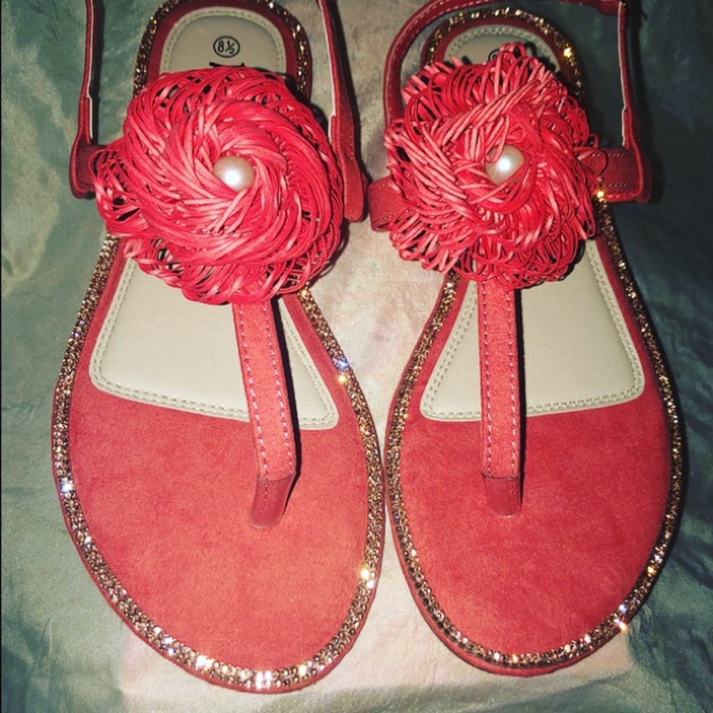 🌺Red Diamond Suede Sandals🌺 - Picture 3 of 4